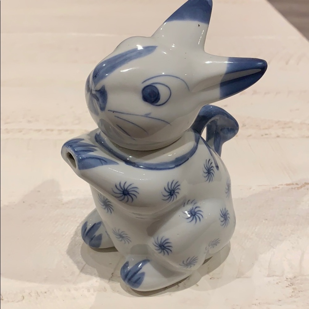 Blue Porcelain Bunny Creamer